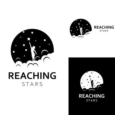 A logo to reach the stars or a logo to reach a dream or goal. Logo using vector design concept.のイラスト素材