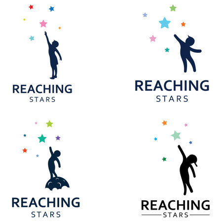 A logo to reach the stars or a logo to reach a dream or goal. Logo using vector design concept.のイラスト素材