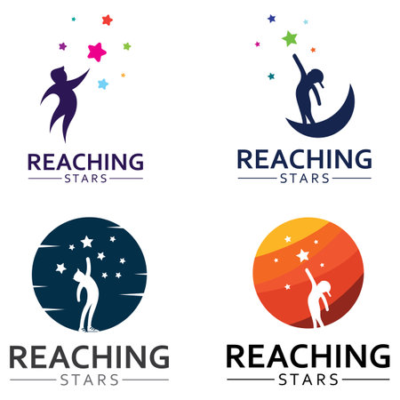 A logo to reach the stars or a logo to reach a dream or goal. Logo using vector design concept.のイラスト素材