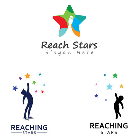 A logo to reach the stars or a logo to reach a dream or goal. Logo using vector design concept.のイラスト素材