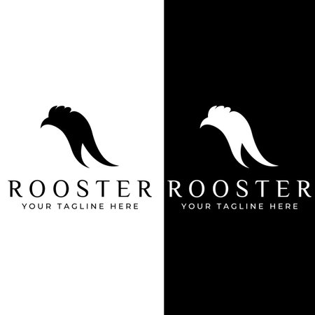 Chicken logo, rooster head logo with fish combination. The chicken logo is used for corporate businesses, restaurants or restaurants or food stalls. Using simple illustrations.のイラスト素材