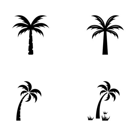 Palm tree logo, palm with waves and sun. Using illustrator editing.のイラスト素材