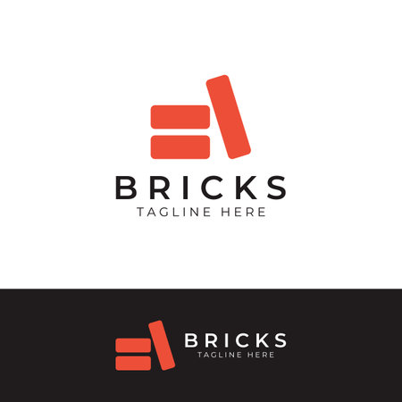 Brick company logo for building construction and wall repair.のイラスト素材