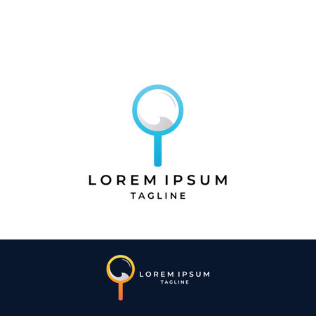 Logo search or find, logo search by combination, lab, moon, location, check, waves, and sun. Logo with simple editing.のイラスト素材