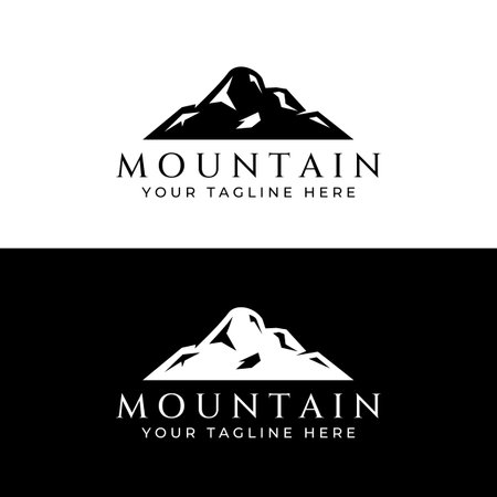 Mountain landscape view, with a minimalist design. Logo for photographers, climbers and adventurers.のイラスト素材