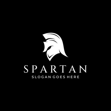 Strong and brave spartan or spartan war warrior helmet logo.Designed with vector illustration editing.のイラスト素材