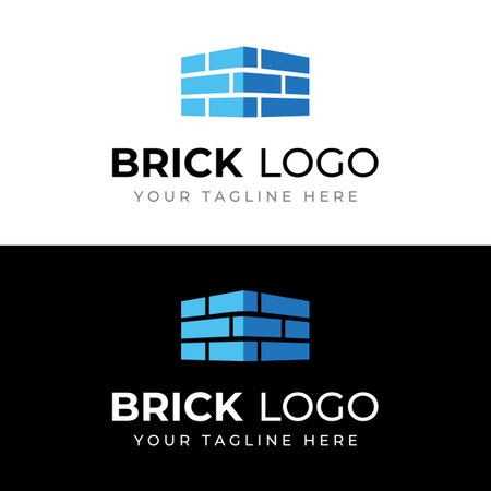 Brick company logo for building construction and wall repair.のイラスト素材