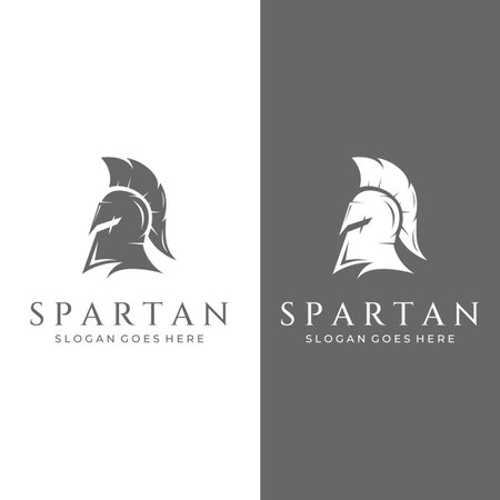 Strong and brave spartan or spartan war warrior helmet logo.Designed with vector illustration editing.のイラスト素材