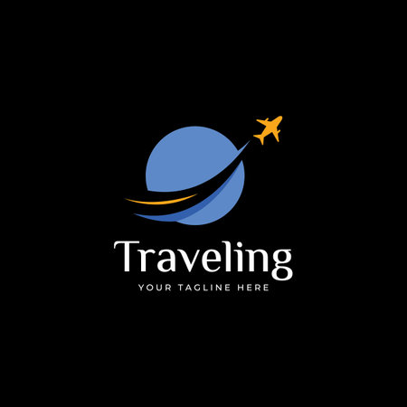 Travel agency logo design and summer vacation with airplane.のイラスト素材