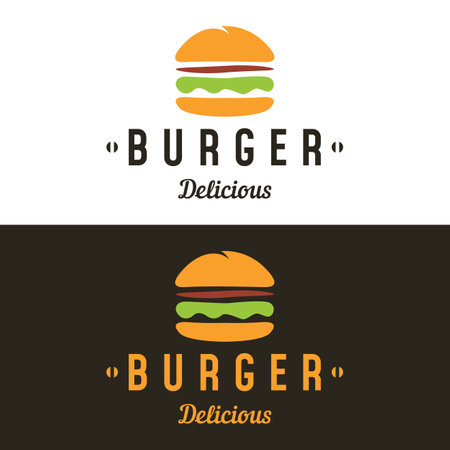 Burger logo,restaurant emblem,cafe,burger label and factory.Fast food.のイラスト素材