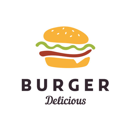 Burger logo,restaurant emblem,cafe,burger label and factory.Fast food.のイラスト素材