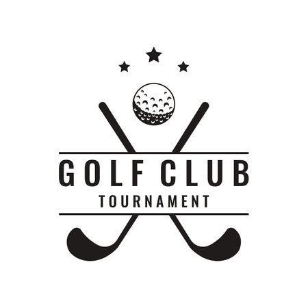 Golf ball and golf club logo. Logo for professional golf team, golf club, tournament, business, event.のイラスト素材