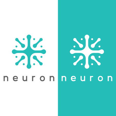 Neuron logo or nerve cell logo with vector concept.のイラスト素材