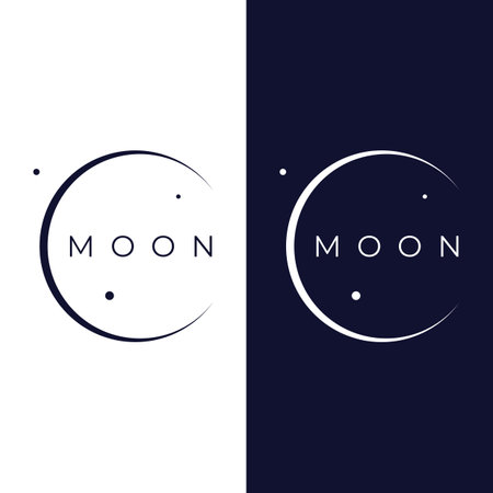 full moon and half moon logo, with logo vector icon concept design and symbolsのイラスト素材