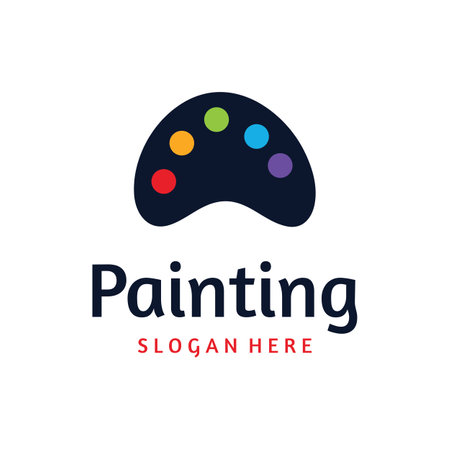 Abstract logo creative design of paintbrush and house paint.With brush sign and modern brush strokes in colorful colors.Logo for business,paint company and paint shop.のイラスト素材