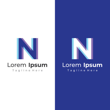 Abstract logo initial letter N geometric elements. Elegant, minimalist, creative and modern logo template. Identity sign, brand and business card.のイラスト素材