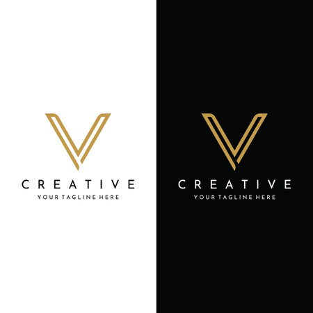 Initial letter V logo with artistic monogram. Modern, luxurious and elegant logo. Isolated background.のイラスト素材