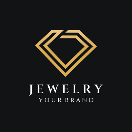 Abstract logo of jewelry ring with luxury diamond or gems.Isolated black and white background.Logo can be for jewelry brand and sign.のイラスト素材
