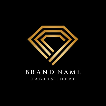 Abstract logo of jewelry ring with luxury diamond or gems.Isolated black and white background.Logo can be for jewelry brand and sign.のイラスト素材