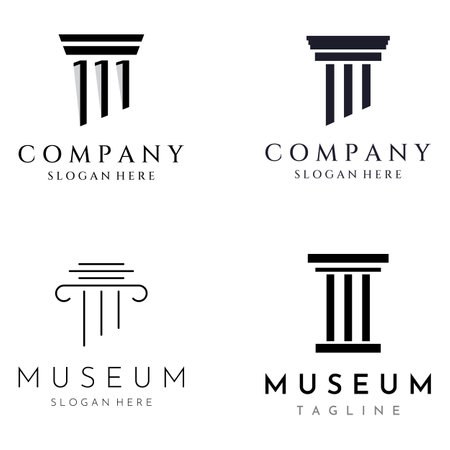 Museum, museum column, line museum, museum pillar logo. A museum with a minimalist and modern concept.のイラスト素材