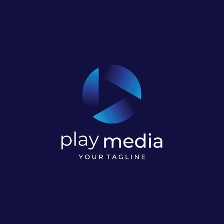 Media logo play button with modern triangle, with line shape, abstract, colorful and simple.のイラスト素材