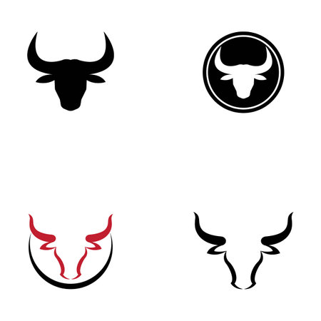 bull head horn logo and symbolのイラスト素材