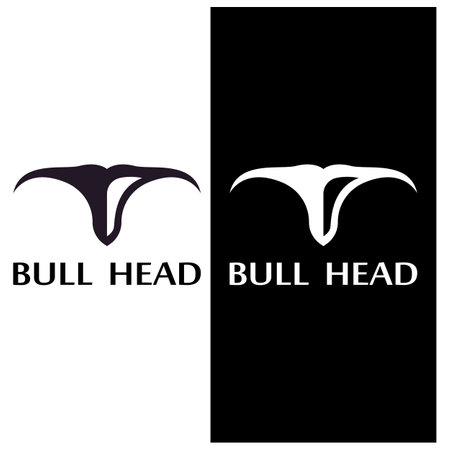 bull head horn logo and symbolのイラスト素材