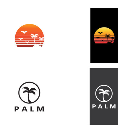 Palm tree summer logo template vector illustrationのイラスト素材
