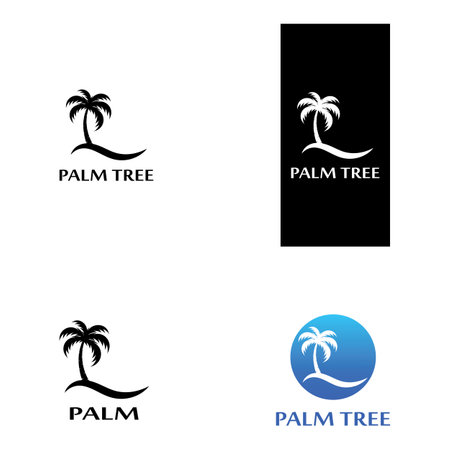 Palm tree summer logo template vector illustrationのイラスト素材