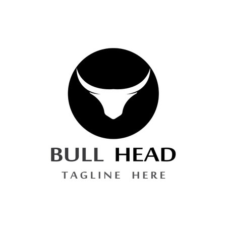 bull head horn logo and symbolのイラスト素材