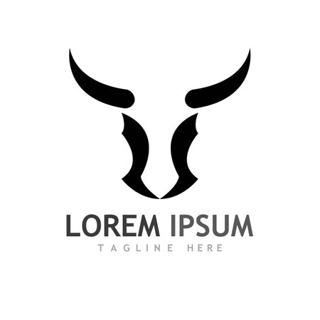 bull head horn logo and symbolのイラスト素材