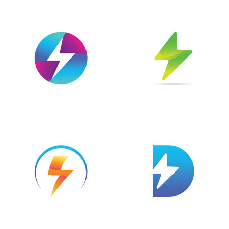 thunder bolt logo and symbolのイラスト素材