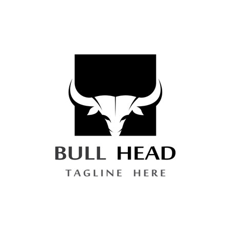 bull head horn logo and symbolのイラスト素材