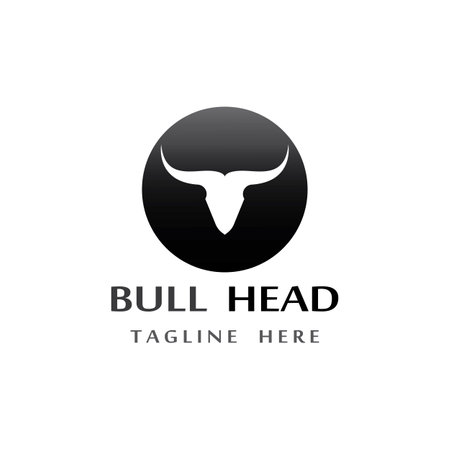 bull head horn logo and symbolのイラスト素材
