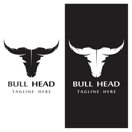 bull head horn logo and symbolのイラスト素材