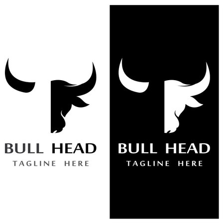bull head horn logo and symbolのイラスト素材