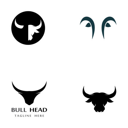 bull head horn logo and symbolのイラスト素材