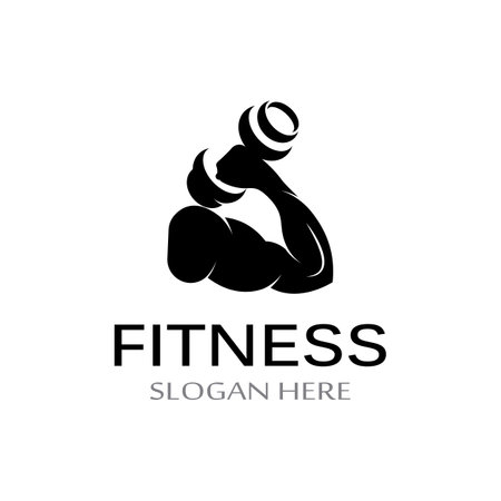 gym fitness silhouette logo and barbell.Design for fitness gym and barbell,using vector designのイラスト素材