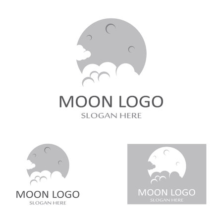 full moon and half moon logo, with logo vector icon concept design and symbolsのイラスト素材