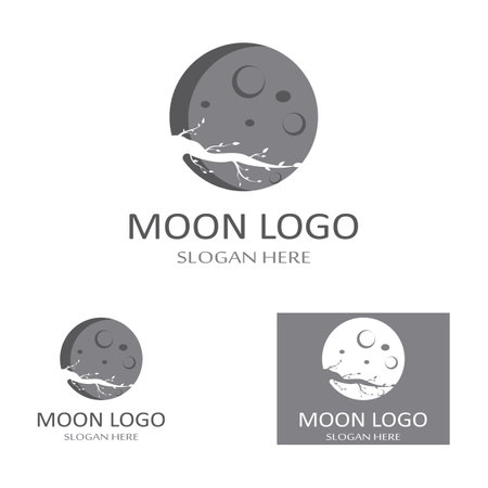 full moon and half moon logo, with logo vector icon concept design and symbolsのイラスト素材