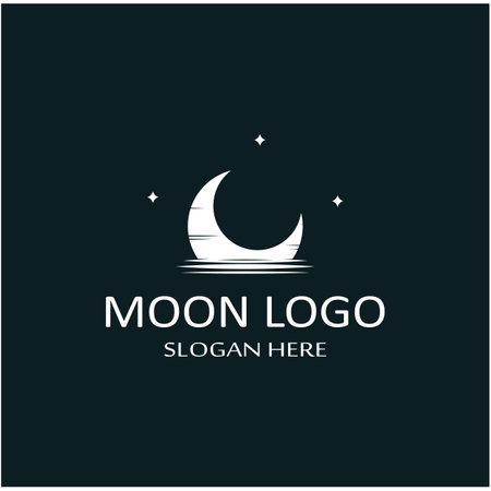 full moon and half moon logo, with logo vector icon concept design and symbolsのイラスト素材