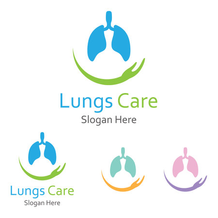 Lungs health and lungs care logo vector design,lungs logo template.のイラスト素材