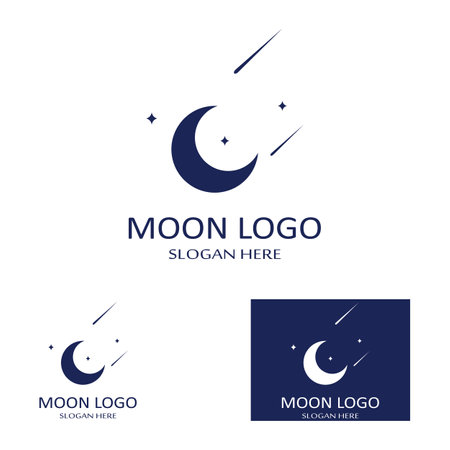 full moon and half moon logo, with logo vector icon concept design and symbolsのイラスト素材