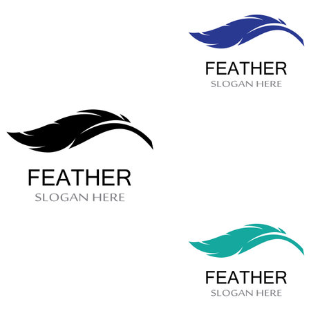 feather logo of fowl breed and pen made of feather using vector iconのイラスト素材