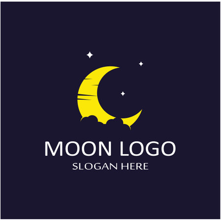 full moon and half moon logo, with logo vector icon concept design and symbolsのイラスト素材