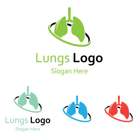Lungs health and lungs care logo vector design,lungs logo template.のイラスト素材