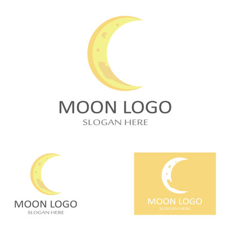 full moon and half moon logo, with logo vector icon concept design and symbolsのイラスト素材