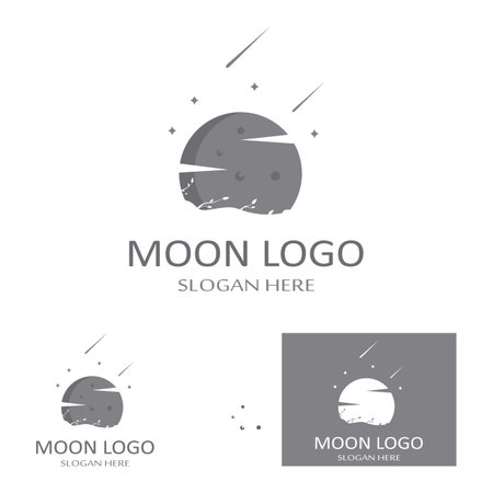 full moon and half moon logo, with logo vector icon concept design and symbolsのイラスト素材