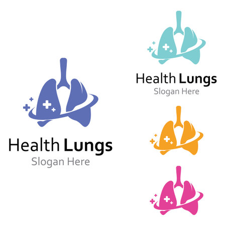 Lungs health and lungs care logo icon vector design templateのイラスト素材