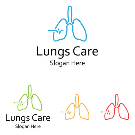 Lungs health and lungs care logo icon vector design templateのイラスト素材